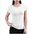 thumbnail image 1 of Olyvenn Short Sleeve Fitted Basic T Shirts for Women, Soft Crew Neck Basic Slim Tee Cute Trendy Summer Tops Tight Tees White M, 1 of 5