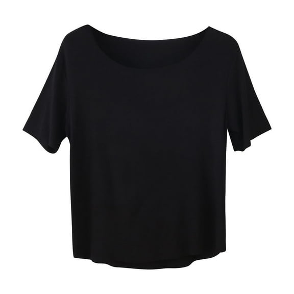 Olyvenn Short Sleeve Tops for Women Summer Lightweight Soft Comfy Cotton Tshirts Casual Loose V-Neck Lounge T-Shirt Black L