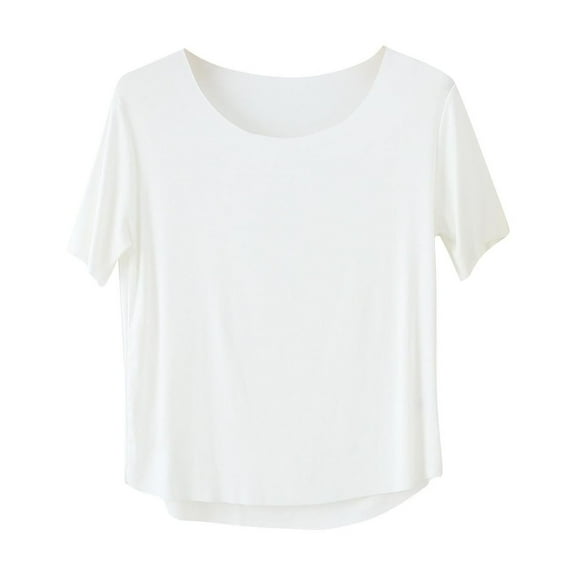 Olyvenn Short Sleeve Tops for Women Summer Lightweight Soft Comfy Cotton Tshirts Casual Loose V-Neck Lounge T-Shirt White L