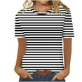 thumbnail image 1 of Olyvenn Short Sleeve Womens Tops Summer Fashion Striped Shirts Dressy Casual Printed Tunic Tops Women Blouses Black S, 1 of 4