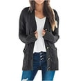thumbnail image 1 of Olyvenn Single Breasted Women Tops Solid Knit Sweater Cardigan Loose Slouchy V Neck Casual Wrap Chunky Loose Pocket Ladies Fashion Short Coat Female Outerwear Black L, 1 of 9