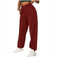 thumbnail image 1 of Olyvenn Solid Trousers Long Pants Women's Plus Skinny Slim Fit Female Casual Outwear Fashion Women Summer Cotton And Linen Pocket for 2022 Women Tops Wine 10, 1 of 6