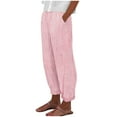 thumbnail image 1 of Olyvenn Spring Summer Pants for Women,Casual Pants Stripe Print Side Button Trendy Pants Baggy Elastic Waist Straight Leg Comfy Trousers Pink 8, 1 of 5