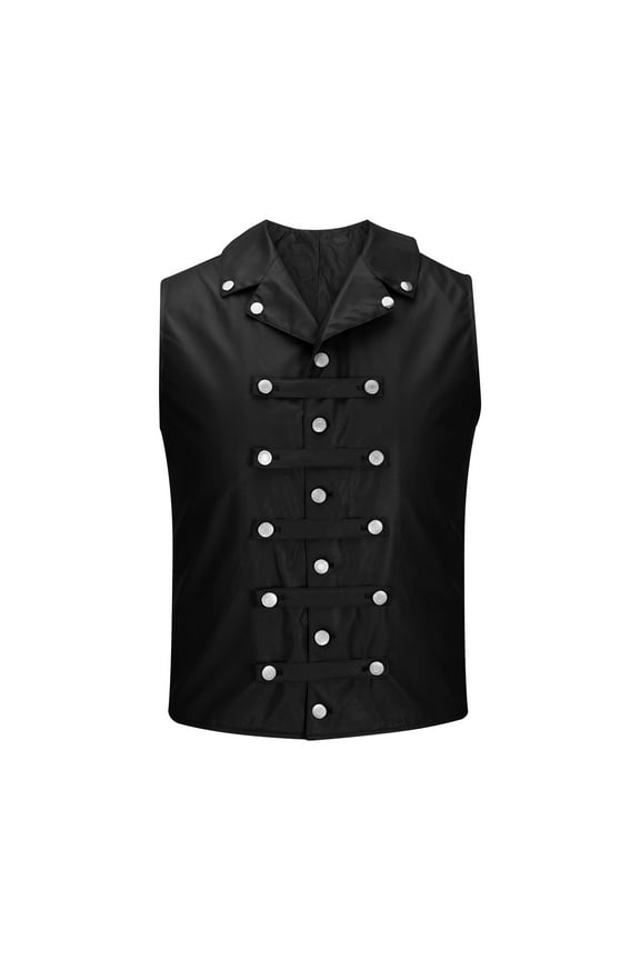 Start off 2024 Men's Gothic Steampunk Vest Victorian Tailcoat Jacket Waistcoat Retro Vintage Outwear Black 6