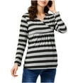 thumbnail image 1 of Olyvenn Stripe Maternity Top for Women Long Sleeve V Neck Pregnancy Tee Ruched Pullover Comfy Soft Breastfeeding Shirts Blouse Gray 10, 1 of 4