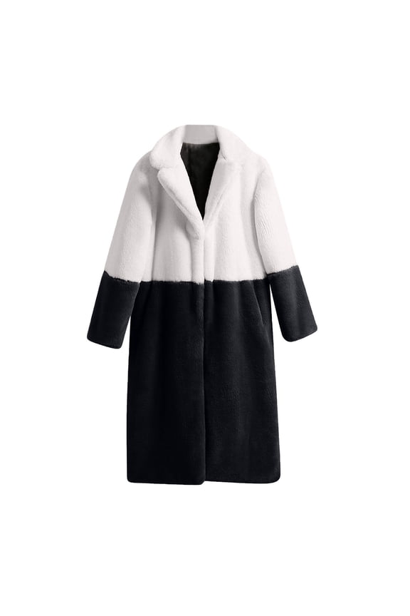 Stylish Women Winter Warm Coats Faux Coat Warm Furry Faux Jacket Long Sleeve Outerwear Cold Weather Thicken Furry Lined Thermal Down Overcoat White 10