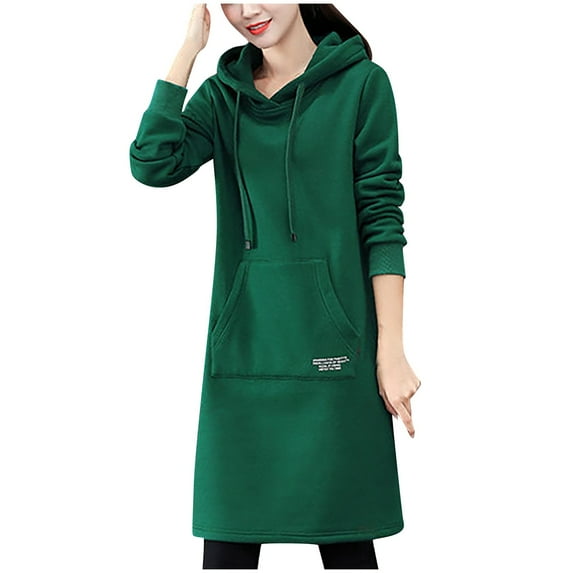 Olyvenn Stylish Women's Fashion Sweatshirt Pocket Drawstring Long Pullover Tops Letter Print Casual Comfy Womens Hoodie Sweatshirt Trendy Clothes for Women Green XXL