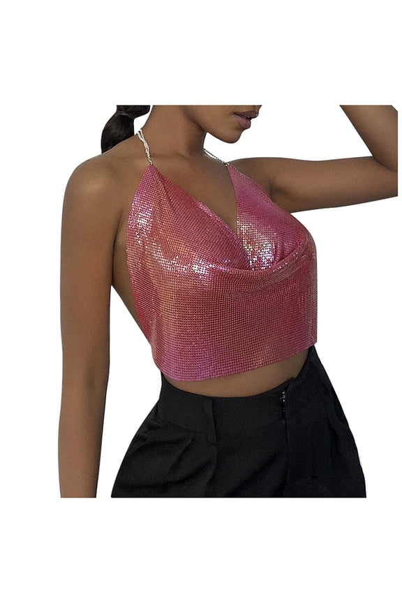 Summer Cozy Clothing Tank Tops for Women Trendy Slim Camis Casual Womens Sleeveless Tees Halter V Neck Shirts Workout Racerback Backless Tee Tops Shiny Beach Tee Red