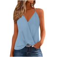 thumbnail image 1 of Olyvenn Summer Hollow Out Wrap Sleeveless Camisole Fashion Vacation Loose Tank Top Holiday Shirt Casual Vest Women Going Out Tank Top Light Blue L, 1 of 6