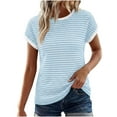 thumbnail image 1 of Olyvenn Summer Tops for Women Waffle Knit Tunic T-Shirts Cap Sleeve Knit Pullover Tank Top Fashion Clothing Blue XXL, 1 of 7