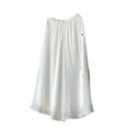 thumbnail image 1 of Olyvenn Summer Wide Leg Pants for Women Casual Fashion Vintage Elastic Waist Trousers Solid Color Loose Fit Comfy Beach Pant White XL, 1 of 8