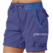 Olyvenn Summer Women's Fashion Beachwear Casual Solid Color High Waist Cargo Pants A-Line Loose Wide Leg Beachwear Casual Pants Workout Trendy Women 2023 Navy 10