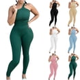 thumbnail image 1 of Olyvenn Summer Women's New Solid Color Tight One Shoulder Sling Sports Fitness Jumpsuit One-piece Tights Workout Trendy Women 2023 Pink 6, 1 of 9