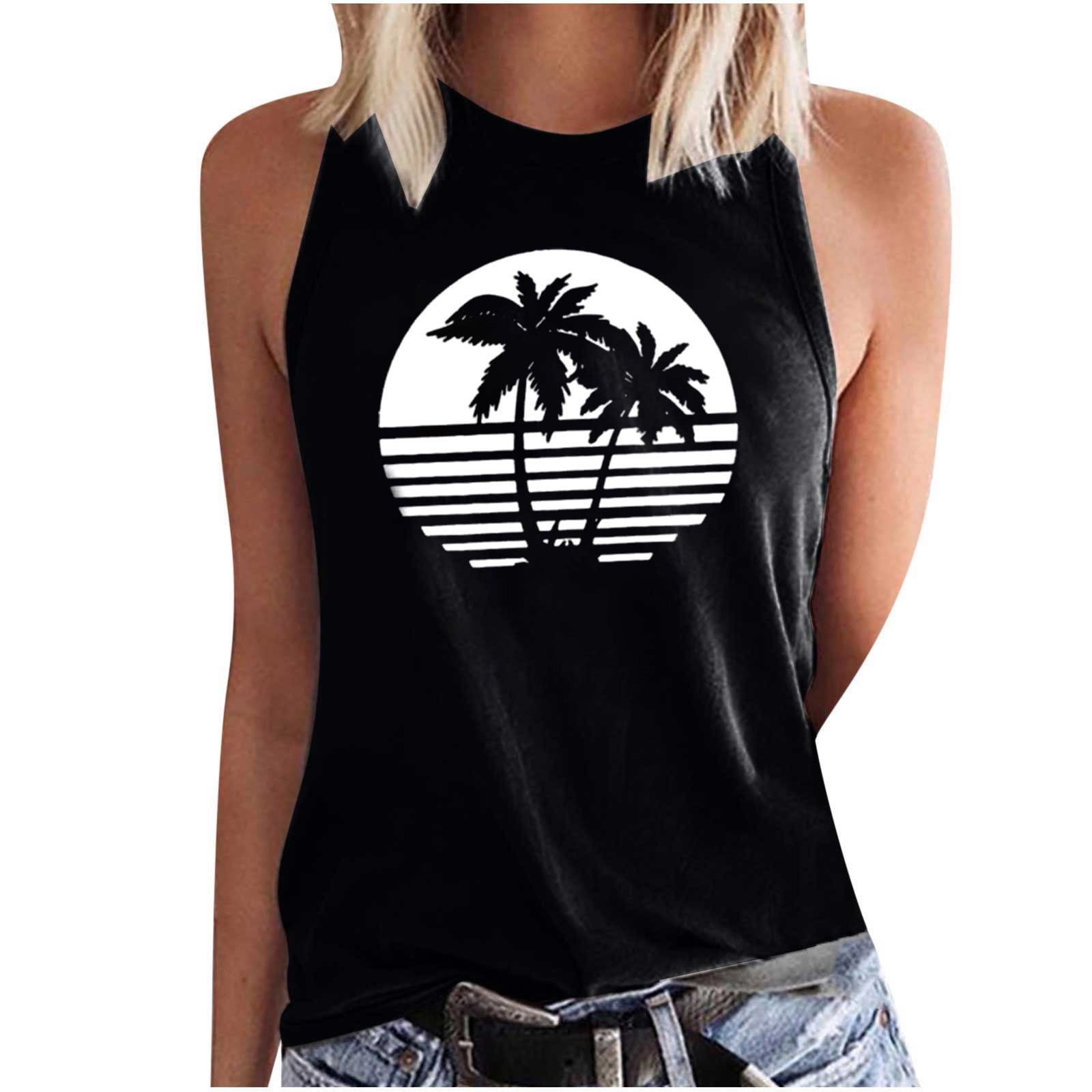 Olyvenn Summer Womens Tank Shirts Young Adult Deals Sport Seamless  Sleeveless Tanks Tropical Graphic Shirts Boat Neck Cami Slim Fit Flowy  Casual Bodysuit Stretch Classic Workout Trendy Gray 4 