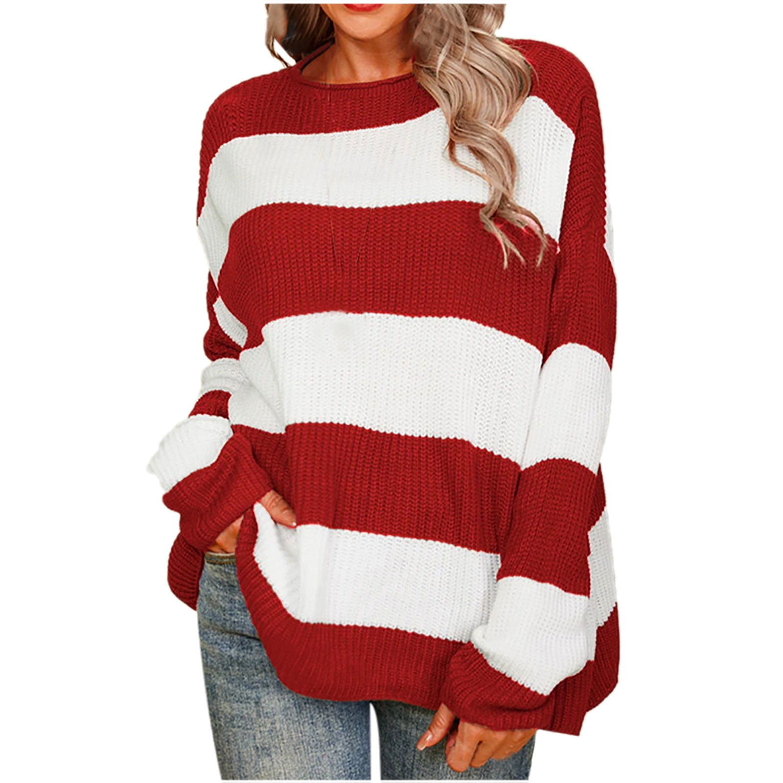 Olyvenn Sweater Pullover O-Neck Shirt Women's Plus Size Loose Female ...