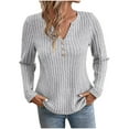thumbnail image 1 of Olyvenn Sweater for Women Long Sleeve Henley Shirts Tunic Tops to Wear with Leggings crew neck Sweaters Trendy 2025 Gray 4-6, 1 of 9