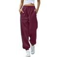 thumbnail image 1 of Olyvenn Sweatpants Women Baggy High Waisted Sweat Pants Fall Clothes Casual Joggers Y2k Aesthetic Warm Trousers with Pockets Wine XXXL, 1 of 7