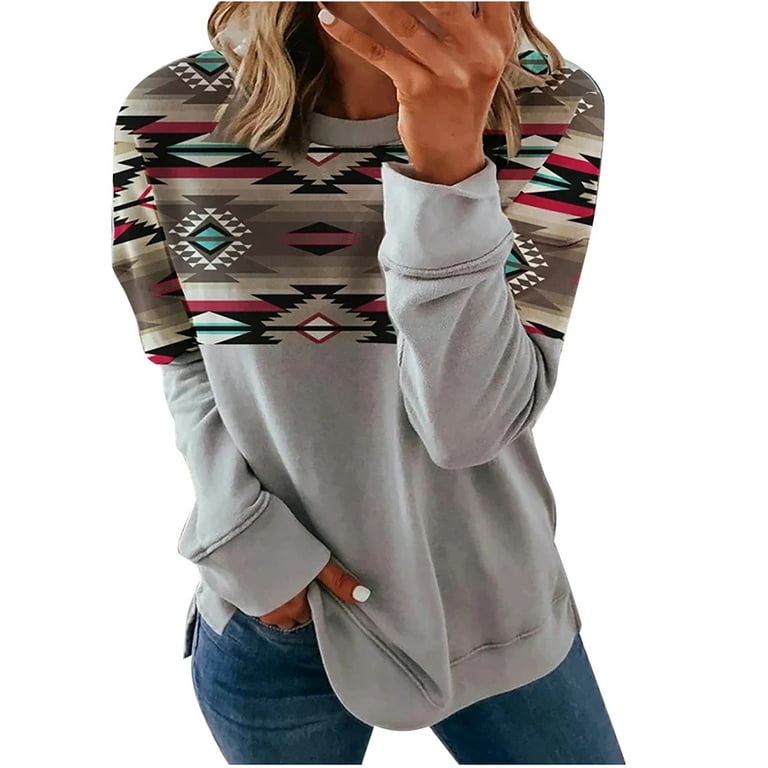 Olyvenn Sweatshirt Blouse for Women Loose Casual Long Sleeve Crew