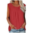 thumbnail image 1 of Olyvenn T-shirt Vest Tee Blouse Tank Womens Tops Casual Plus Size Loose Womens Cotton Linen Sleeveless Baggy Tops Plus Size For Women 2024 Red 6, 1 of 9