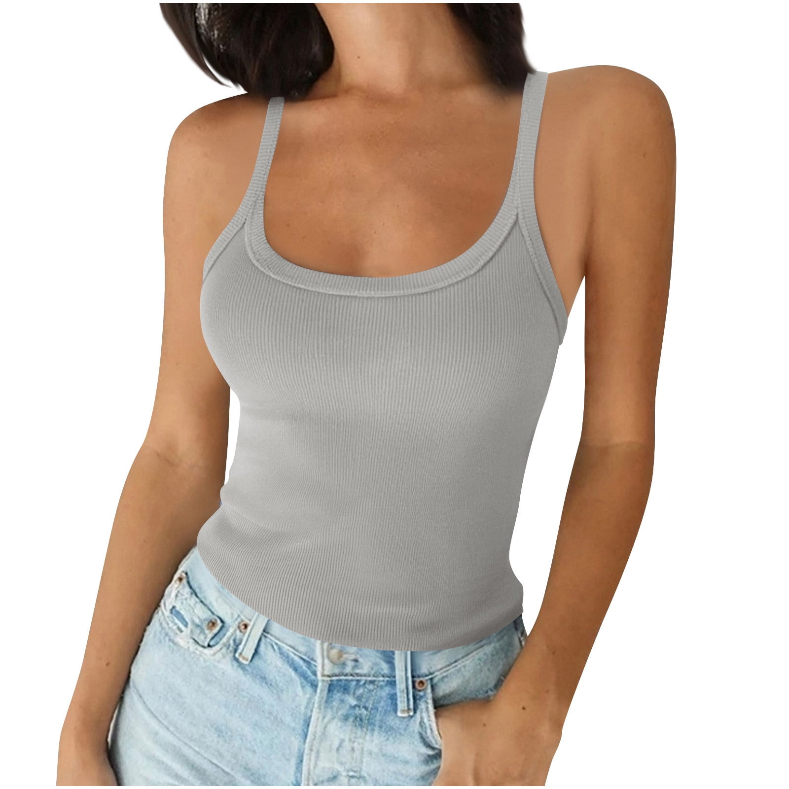 Olyvenn Tank Tops for Women 2025 Slim Square Neck Sleeveless Shirts ...