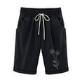 thumbnail image 1 of Olyvenn Teen Girls Knee Length Lounge Shorts Cotton Linen Casual Sweat Shorts&nbsp;Flower&nbsp;Walking Bermuda Shorts with Pockets Black XXL, 1 of 3
