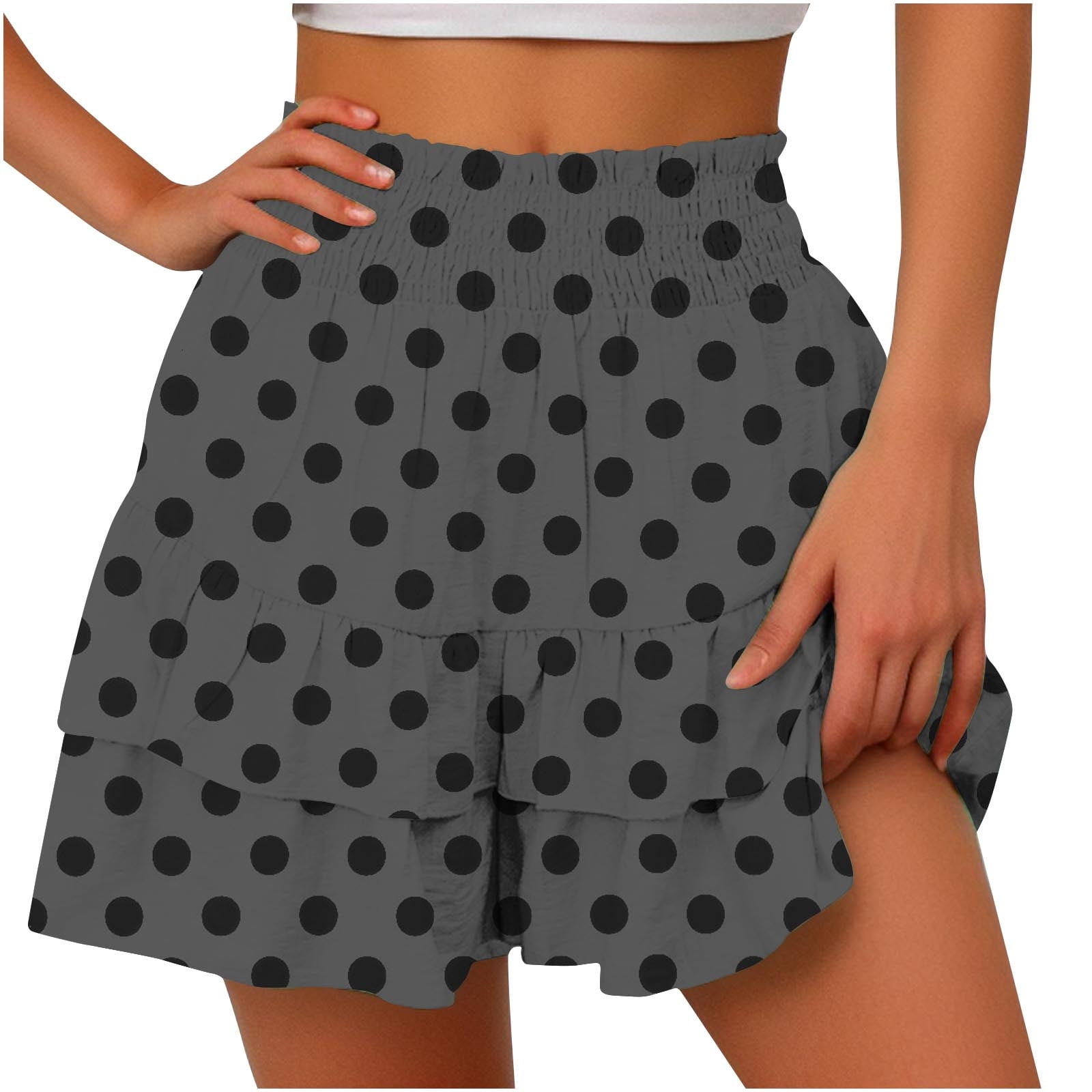 Olyvenn Todays Stylish Women's Polka Dot Ruffle Shorts Skirts High ...
