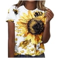 thumbnail image 1 of Olyvenn Tops for Women Funny Sunflower Bee Graphic T Shirts Summer Short Sleeve Crew Neck 2026 Casual Dressy Tunic Blouses Brown XXXXXL, 1 of 5