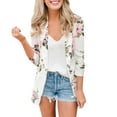 thumbnail image 1 of Olyvenn Trendy Blazers Bomber Jacket Elegant for Women Lapel Collar Womens Suit Button Open Front Casual Long Sleeve Blazer Jackets Slim Retro Floral Slim Fit Work Office Lightweight White 12, 1 of 9