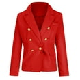 thumbnail image 1 of Olyvenn Trendy Blazers Coats Double Breasted for Women Long Sleeve Blazer Jackets Solid Slim Fit Business Work Office Lightweight Lapel Collar Womens Suit Button Open Front Casual Red 14, 1 of 5