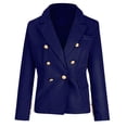 thumbnail image 1 of Olyvenn Trendy Blazers Coats Double Breasted for Women Long Sleeve Blazer Jackets Solid Slim Fit Business Work Office Lightweight Lapel Collar Womens Suit Button Open Front Casual Blue 14, 1 of 5