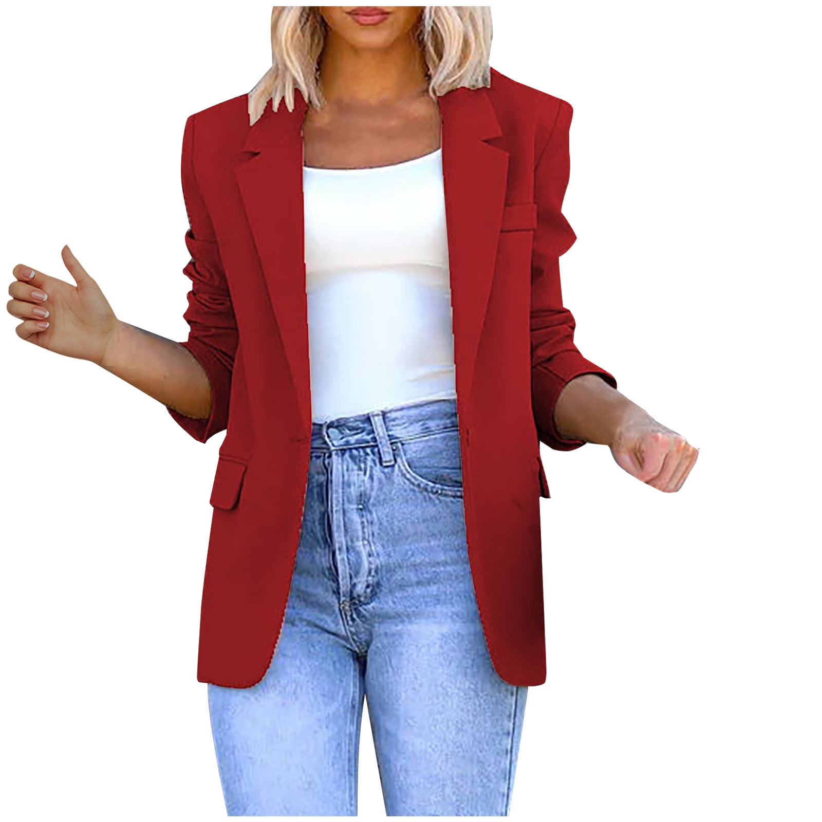 Olyvenn Trendy Loose Blazers Coats Elegant for Women Solid Slim Fit