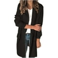 thumbnail image 1 of Olyvenn Trendy Midi Blazers Cardigan Coat for Women Button Open Front Casual Long Sleeve Blazer Jackets Loose Solid Slim Fit Business Work Office Lightweight Lapel Collar Womens Suit Black 10, 1 of 6
