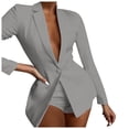 thumbnail image 1 of Olyvenn Trendy Slim Blazers Two-piece Suit Elegant for Women Lightweight Lapel Collar Womens Suit Button Open Front Casual Long Sleeve Blazer Jackets Solid Slim Fit Business Work Office Gray 14, 1 of 5