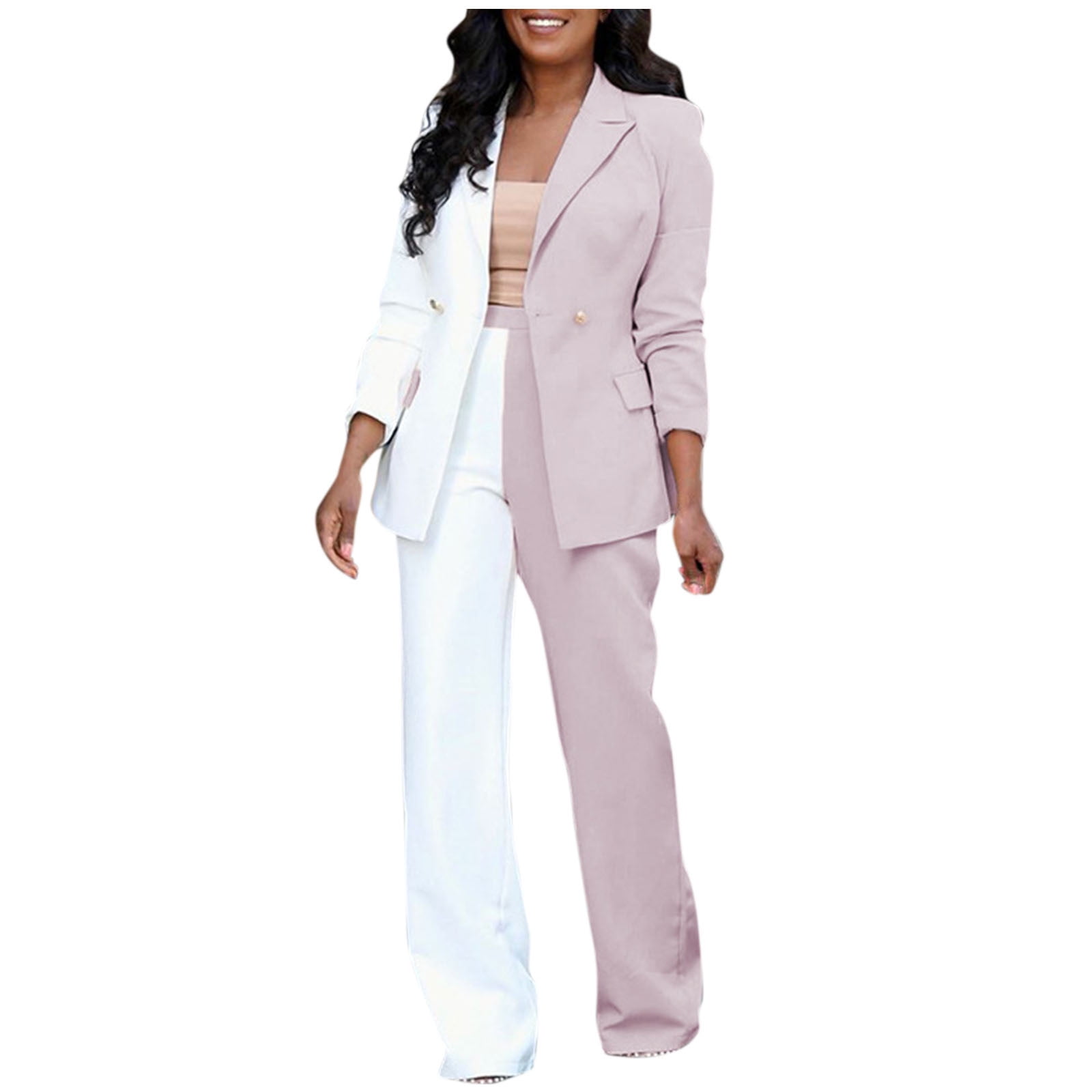Olyvenn Trendy Blazers Suit Coats Elegant for Women Solid Slim Fit Business  Lightweight Lapel Collar Womens Suit Button Open Front Casual Blazer Set  Long Sleeve Blazer Jackets Pink 6 