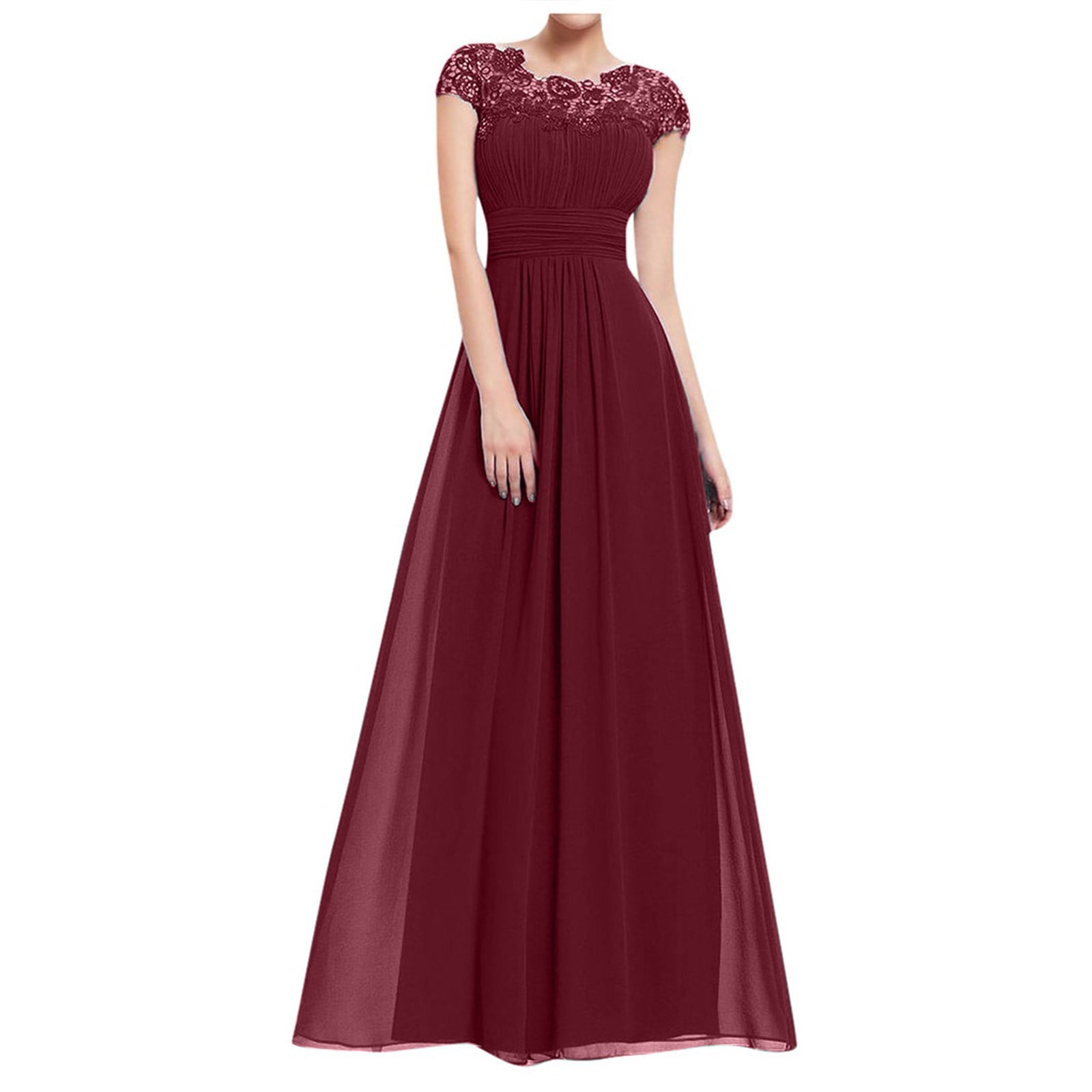 Olyvenn Tunic Maxi Ball Gown Prom Dress for Women Fashion Short Sleeve ...