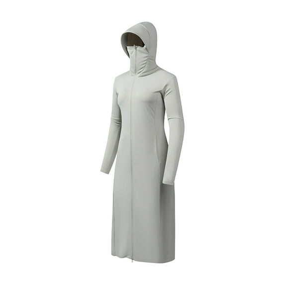 Olyvenn UPF 50+ Swim Cover Up Beach Jacket for Women SPF Sun Protection Long Jackets Lightweight Hoodie Shirt Coverup Gray L