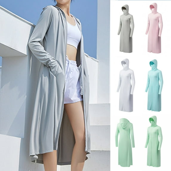 Olyvenn UPF 50+ Swim Cover Up Beach Jacket for Women SPF Sun Protection Long Jackets Lightweight Hoodie Shirt Coverup Green XL