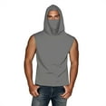 thumbnail image 1 of Olyvenn Unisex Casual Hooded Tops with Ear-Hook Face Mask Solid Color Sun Protection Short-Sleeve Ice Silk Shirts Gray XXXXL, 1 of 8