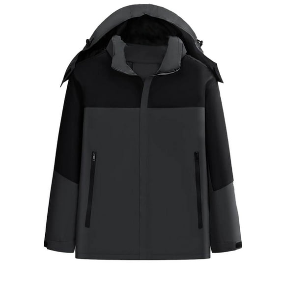 Olyvenn Unisex Waterproof Softshell Jacket Climbing Hiking Camping Hooded Windbreaker Outdoor Ventures Waterproof Coat Dark Gray L