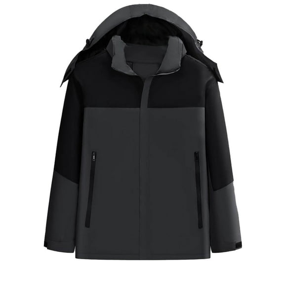 Olyvenn Unisex Waterproof Softshell Jacket Climbing Hiking Camping Hooded Windbreaker Outdoor Ventures Waterproof Coat Dark Gray XXL