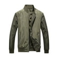 thumbnail image 1 of Olyvenn Fashion Men's Bomber Jacket Lightweight Solid Color Stand Collar Zipper Pockets Coats Army Green 10, 1 of 3