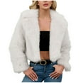 thumbnail image 1 of Olyvenn Warm Faux Fur Parka Coat,Shaggy Outerwear Jackets Sweater Tops Fall Winter Plush Open Front Cardigan Outwear & Jacket White XL, 1 of 7