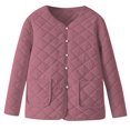 thumbnail image 1 of Olyvenn Warm Quilted Jackets for Women Long Sleeve Floral Print Button Down Puffer Jacket Coats with Pockets Winter Clothes Purple XXL, 1 of 9