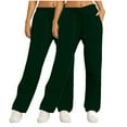 thumbnail image 1 of Olyvenn Wide Leg Sweatpants for Women 2 Pack Women Casual Fashion Solid Color Sanitary Pants Loose Sports Pants Green XXL, 1 of 6