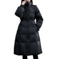 thumbnail image 1 of Olyvenn Winter Coats for Women Plus Size Long Puffer Jackets Loose Drawstring Waisted Quilted Jacket Warm Windproof Windbreaker Black XXXL, 1 of 6