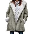 thumbnail image 1 of Olyvenn Winter Coats for Women Sherpa Fleece Jacket with Hood Long Button Up Coat Thicken Warm Winter Coat Parka Coat Gray XXL, 1 of 7