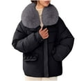 thumbnail image 1 of Olyvenn Winter Coats for Women Thicken Warm Puffer Jackets Trendy Zip Up Down Coat Outerwear with Faux Fur Hood Black L, 1 of 6