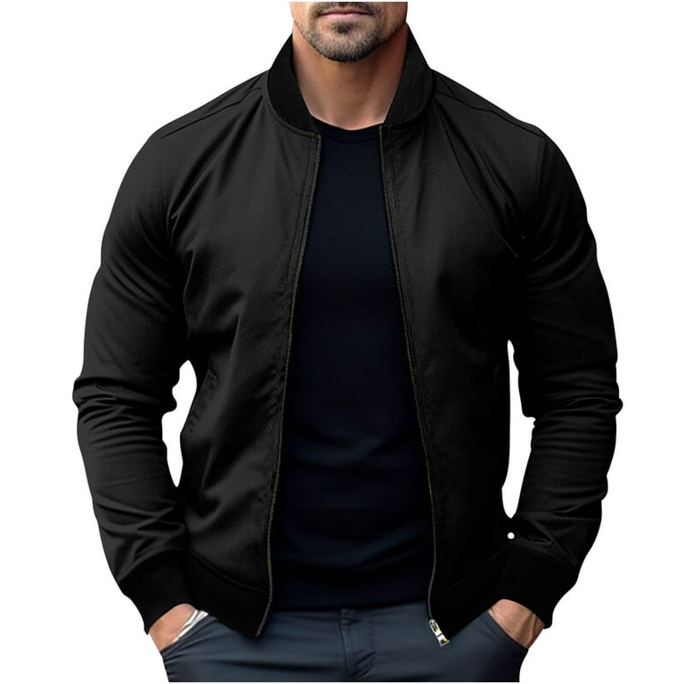 Olyvenn Winter Fashion Men's Slim Fit Bomber Jacket Stand