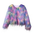 thumbnail image 1 of Olyvenn Winter Fluffy Faux Fur Coat Women's Shaggy Jacket Long Sleeve Outwear Colorful Cardigan Warm Short Coat Multicolor XXL, 1 of 5
