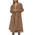 thumbnail image 1 of Olyvenn Winter Long Blazer Coat for Women Double Breasted Lapel Long Sleeve Trench Coat Business Overcoat with Pocket Coffee XL, 1 of 8